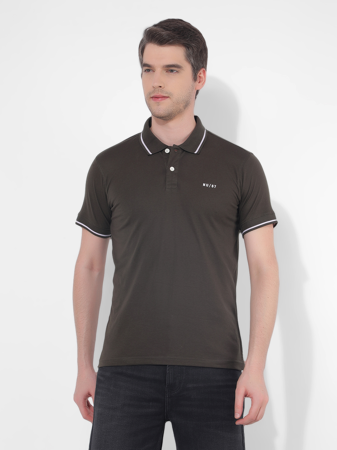Numero Uno Men SOLID Olive T-Shirt
